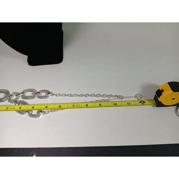 Vtg Crown Trifari Silver Tone Chunky Large Chain Link Textured Necklace Earrings - Picture 6 of 6